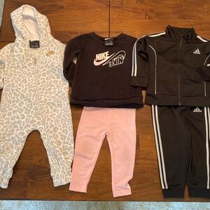 3 Nike and Adidas baby girl tracksuits in 12-18 mo